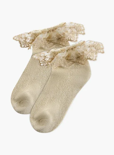 Flora Bella By Shoexpress Pack Of 2 Flora Bella Girls Socks Embroidered Frill Detail Ramadan Collections